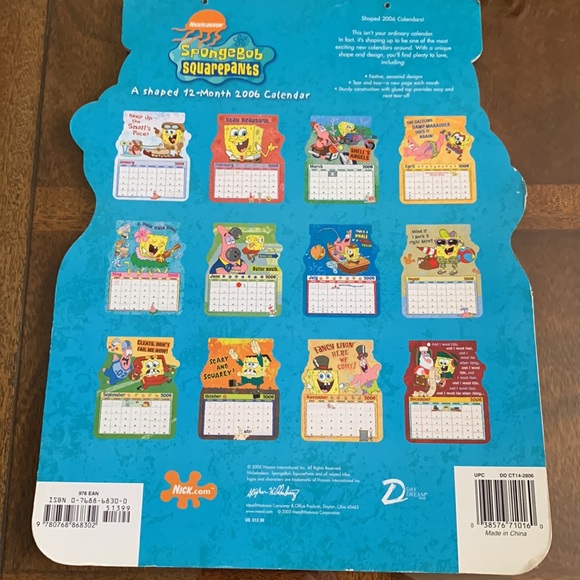 SpongeBob SquarePants Calendar 12 Month 2006 Pad Sponge Bob Square Pants - Picture 5 of 7